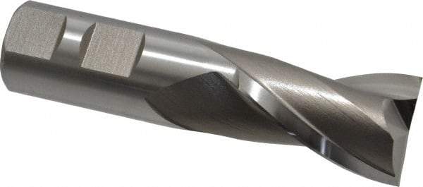 Hertel - 1", 1-1/2" LOC, 7/8" Shank Diam, 3-3/4" OAL, 2 Flute, High Speed Steel Square End Mill - Single End, Uncoated, Spiral Flute, 30° Helix, Centercutting, Right Hand Cut, Right Hand Flute - Exact Tool & Supply