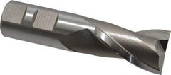 Hertel - 1", 1-1/2" LOC, 7/8" Shank Diam, 3-3/4" OAL, 2 Flute, High Speed Steel Square End Mill - Single End, Uncoated, Spiral Flute, 30° Helix, Centercutting, Right Hand Cut, Right Hand Flute - Exact Tool & Supply