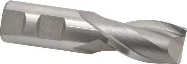 Hertel - 1", 1-5/8" LOC, 1" Shank Diam, 4-1/8" OAL, 2 Flute, High Speed Steel Square End Mill - Single End, Uncoated, Spiral Flute, 30° Helix, Centercutting, Right Hand Cut, Right Hand Flute - Exact Tool & Supply