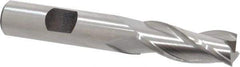 Hertel - 1/2", 1-1/4" LOC, 1/2" Shank Diam, 3-1/4" OAL, 3 Flute, High Speed Steel Square End Mill - Single End, Uncoated, Spiral Flute, 30° Helix, Centercutting, Right Hand Cut, Right Hand Flute - Exact Tool & Supply