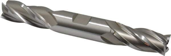 Hertel - 23/32", 1-5/8" LOC, 3/4" Shank Diam, 5-5/8" OAL, 4 Flute, High Speed Steel Square End Mill - Double End, Uncoated, Spiral Flute, 30° Helix, Right Hand Cut, Right Hand Flute - Exact Tool & Supply