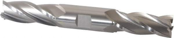 Hertel - 13/16", 1-7/8" LOC, 7/8" Shank Diam, 6-1/8" OAL, 4 Flute, High Speed Steel Square End Mill - Double End, Uncoated, Spiral Flute, 30° Helix, Right Hand Cut, Right Hand Flute - Exact Tool & Supply