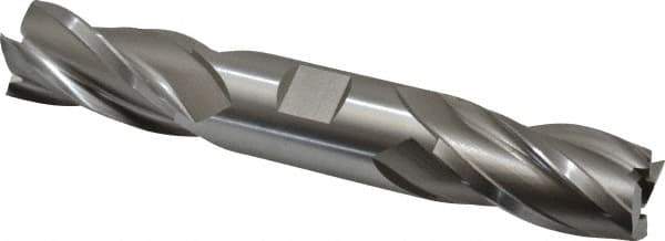 Hertel - 1", 1-7/8" LOC, 1" Shank Diam, 6-3/8" OAL, 4 Flute, High Speed Steel Square End Mill - Double End, Uncoated, Spiral Flute, 30° Helix, Right Hand Cut, Right Hand Flute - Exact Tool & Supply