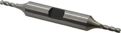 Hertel - 7/64", 3/8" LOC, 3/8" Shank Diam, 3-1/16" OAL, 4 Flute, High Speed Steel Square End Mill - Double End, Uncoated, Spiral Flute, 30° Helix, Right Hand Cut, Right Hand Flute - Exact Tool & Supply