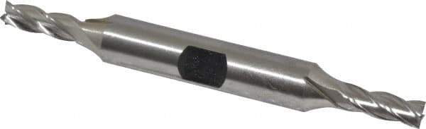Hertel - 13/64", 9/16" LOC, 3/8" Shank Diam, 3-1/4" OAL, 4 Flute, High Speed Steel Square End Mill - Double End, Uncoated, Spiral Flute, 30° Helix, Right Hand Cut, Right Hand Flute - Exact Tool & Supply