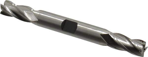 Hertel - 23/64", 3/4" LOC, 3/8" Shank Diam, 3-1/2" OAL, 4 Flute, High Speed Steel Square End Mill - Double End, Uncoated, Spiral Flute, 30° Helix, Right Hand Cut, Right Hand Flute - Exact Tool & Supply