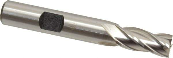 Hertel - 11/32", 3/4" LOC, 3/8" Shank Diam, 2-1/2" OAL, 4 Flute, High Speed Steel Square End Mill - Single End, Uncoated, Spiral Flute, 30° Helix, Right Hand Cut, Right Hand Flute - Exact Tool & Supply