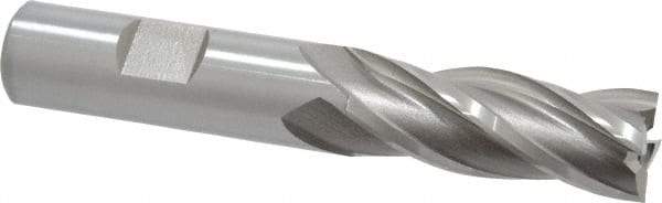 Hertel - 5/8", 1-5/8" LOC, 5/8" Shank Diam, 3-3/4" OAL, 4 Flute, High Speed Steel Square End Mill - Single End, Uncoated, Spiral Flute, 30° Helix, Right Hand Cut, Right Hand Flute - Exact Tool & Supply