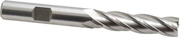 Hertel - 3/8", 1-1/2" LOC, 3/8" Shank Diam, 3-1/4" OAL, 4 Flute, High Speed Steel Square End Mill - Single End, Uncoated, Spiral Flute, 30° Helix, Right Hand Cut, Right Hand Flute - Exact Tool & Supply