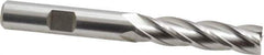 Hertel - 3/8", 1-1/2" LOC, 3/8" Shank Diam, 3-1/4" OAL, 4 Flute, High Speed Steel Square End Mill - Single End, Uncoated, Spiral Flute, 30° Helix, Right Hand Cut, Right Hand Flute - Exact Tool & Supply