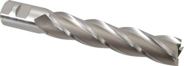 Hertel - 1-1/4", 6" LOC, 1-1/4" Shank Diam, 8-1/2" OAL, 4 Flute, High Speed Steel Square End Mill - Single End, Uncoated, Spiral Flute, 30° Helix, Right Hand Cut, Right Hand Flute - Exact Tool & Supply