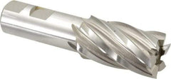 Hertel - 1-1/8", 2" LOC, 7/8" Shank Diam, 4-1/4" OAL, 6 Flute, High Speed Steel Square End Mill - Single End, Uncoated, Spiral Flute, 30° Helix, Right Hand Cut, Right Hand Flute - Exact Tool & Supply