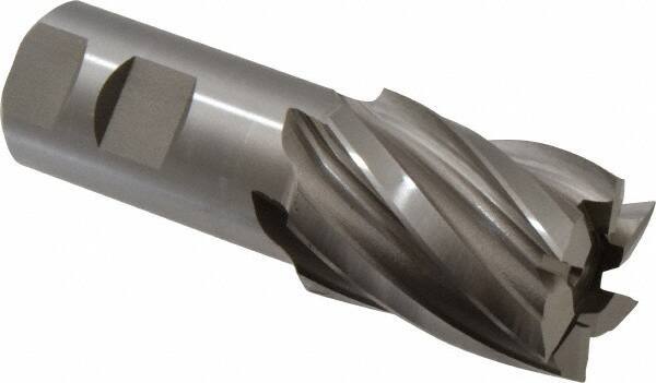 Hertel - 1-1/2", 2" LOC, 1-1/4" Shank Diam, 4-1/2" OAL, 6 Flute, High Speed Steel Square End Mill - Single End, Uncoated, Spiral Flute, 30° Helix, Right Hand Cut, Right Hand Flute - Exact Tool & Supply