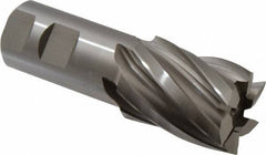 Hertel - 1-1/2", 2" LOC, 1-1/4" Shank Diam, 4-1/2" OAL, 6 Flute, High Speed Steel Square End Mill - Single End, Uncoated, Spiral Flute, 30° Helix, Right Hand Cut, Right Hand Flute - Exact Tool & Supply