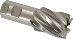 Hertel - 1-5/8", 2" LOC, 1-1/4" Shank Diam, 4-1/2" OAL, 6 Flute, High Speed Steel Square End Mill - Single End, Uncoated, Spiral Flute, 30° Helix, Right Hand Cut, Right Hand Flute - Exact Tool & Supply