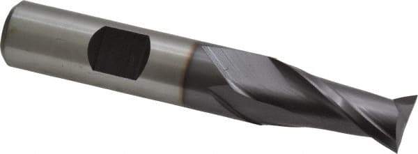 Hertel - 1/2", 1" LOC, 1/2" Shank Diam, 3" OAL, 2 Flute, Cobalt Square End Mill - Single End, TiCN Finish, Spiral Flute, 30° Helix, Centercutting, Right Hand Cut, Right Hand Flute - Exact Tool & Supply