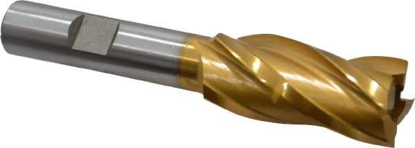 Hertel - 3/4", 1-5/8" LOC, 1/2" Shank Diam, 3-5/8" OAL, 4 Flute, High Speed Steel Square End Mill - Single End, TiN Finish, Spiral Flute, 30° Helix, Right Hand Cut, Right Hand Flute - Exact Tool & Supply