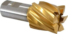 Hertel - 2", 2" LOC, 1-1/4" Shank Diam, 4-1/2" OAL, 6 Flute, High Speed Steel Square End Mill - Single End, TiN Finish, Spiral Flute, 30° Helix, Right Hand Cut, Right Hand Flute - Exact Tool & Supply