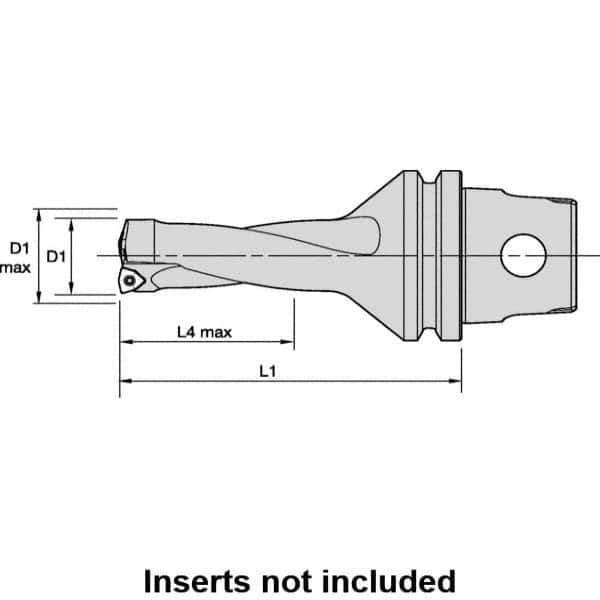 Kennametal - 101.6mm Max Drill Depth, 2xD, 50.8mm Diam, Indexable Insert Drill - 2 Inserts, 50mm Shank Diam, KM50 Modular Connection Shank - Exact Tool & Supply