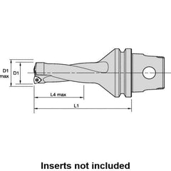 Kennametal - 101.6mm Max Drill Depth, 2xD, 50.8mm Diam, Indexable Insert Drill - 2 Inserts, 50mm Shank Diam, KM50 Modular Connection Shank - Exact Tool & Supply