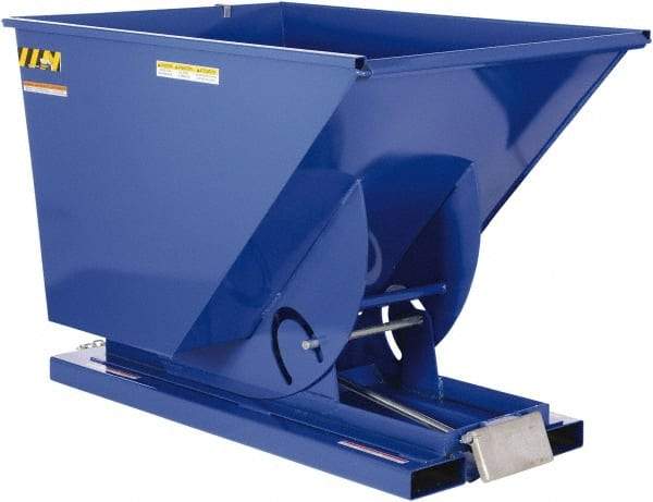 Vestil - 2,000 Lb Load Capacity, 1-1/2 Cu Yd, Steel Self-Dumping Hopper - 43-11/16" Wide x 68-5/16" Long x 51-13/16" High, Blue - Exact Tool & Supply