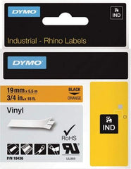 Dymo - 216" Long, Black on Orange Label Printer Cartridge - For DYMO Brand Labeling Equipment Designed for "D1" Tapes (Check Width Compatibility), RHINO 4200, 5200, 6000, 6500, 5000 - Exact Tool & Supply