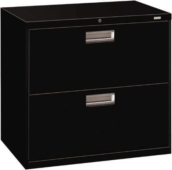 Hon - 30" Wide x 28-3/8" High x 19-1/4" Deep, 2 Drawer Roll-Out - Steel, Black - Exact Tool & Supply