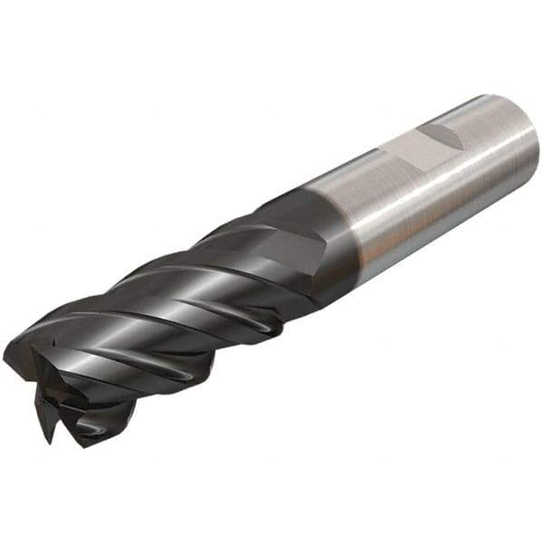 Iscar - 5mm, 14mm LOC, 5mm Shank Diam, 50mm OAL, 4 Flute, Solid Carbide Square End Mill - Single End, TiAlN Finish, Spiral Flute, 45° Helix, Right Hand Cut, Right Hand Flute - Exact Tool & Supply
