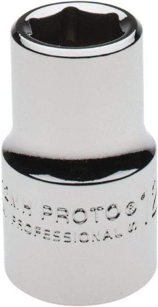 Proto - 1/2" Drive, Standard Hand Socket - 6 Points, 1-1/2" OAL, Chrome Finish - Exact Tool & Supply