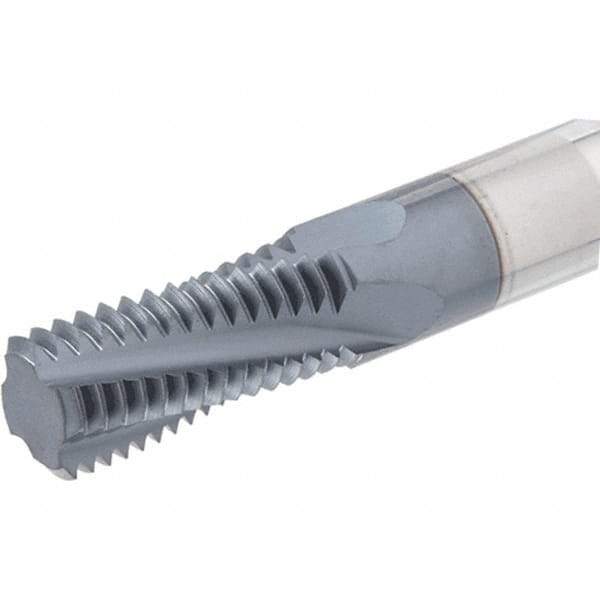 Iscar - 1/4-18 to 3/8-18 NPTF, 0.312" Cutting Diam, 3 Flute, Solid Carbide Helical Flute Thread Mill - Internal/External Thread, 0.58" LOC, 2-1/2" OAL, 5/16" Shank Diam - Exact Tool & Supply