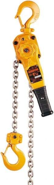Harrington Hoist - 4,000 Lb Lifting Capacity, 10' Lift Height, Lever Hoist - Made from Chain, 59 Lb Avg Pull to Lift Rated Load, 1 Chain - Exact Tool & Supply