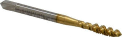 OSG - #8-32 UNC 3 Flute 2B Plug Spiral Flute Tap - High Speed Steel, TiN Finish, 2-1/8" OAL, Right Hand Flute, Right Hand Thread, H3, Series 107 - Exact Tool & Supply