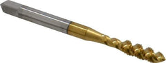 OSG - #10-32 UNF 3 Flute 2B Plug Spiral Flute Tap - High Speed Steel, TiN Finish, 2-3/8" OAL, Right Hand Flute, Right Hand Thread, H3, Series 107 - Exact Tool & Supply