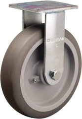 Hamilton - 8" Diam x 2" Wide x 9-1/2" OAH Top Plate Mount Rigid Caster - Rubber Mold on Polyolefin, 500 Lb Capacity, Straight Roller Bearing, 4 x 4-1/2" Plate - Exact Tool & Supply