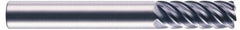 RobbJack - 1", 10 Flute, Single End, Solid Carbide, 0.06" Corner Radius End Mill - 6" OAL, 45° Helix, Right Hand Flute, 2" LOC, Right Hand Cut - Exact Tool & Supply