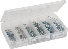 Value Collection - 100 Piece, 1/4 to 3/4" Pin Diam, Locking Cotter Pin Assortment - Spring Wire - Exact Tool & Supply