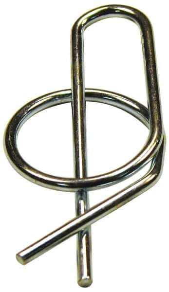 Value Collection - 1/4" Shaft Diam, 0.936" Long, 0.054" Wire Diam, Locking Cotter Pin - 0.26 to 0.27" Ring Diam, RC 60-70 Spring Steel, Zinc-Plated Finish - Exact Tool & Supply