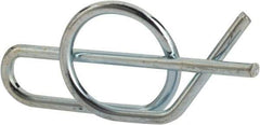 Value Collection - 3/8" Shaft Diam, 1.214" Long, 0.054" Wire Diam, Locking Cotter Pin - 0.382 to 0.392" Ring Diam, RC 60-70 Spring Steel, Zinc-Plated Finish - Exact Tool & Supply