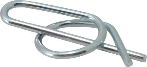 Value Collection - 1/2" Shaft Diam, 1.456" Long, 0.072" Wire Diam, Locking Cotter Pin - 0.51 to 0.52" Ring Diam, RC 60-70 Spring Steel, Zinc-Plated Finish - Exact Tool & Supply