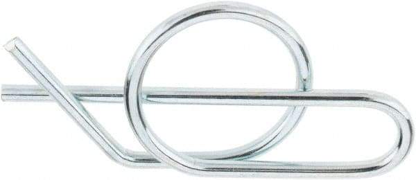 Value Collection - 5/8" Shaft Diam, 1.69" Long, 0.072" Wire Diam, Locking Cotter Pin - 0.635 to 0.645" Ring Diam, RC 60-70 Spring Steel, Zinc-Plated Finish - Exact Tool & Supply