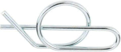 Value Collection - 5/8" Shaft Diam, 1.69" Long, 0.072" Wire Diam, Locking Cotter Pin - 0.635 to 0.645" Ring Diam, RC 60-70 Spring Steel, Zinc-Plated Finish - Exact Tool & Supply