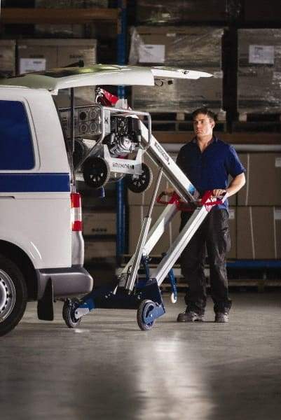 Makinex - 309 Lb Load Capacity, Aluminum Powered Hand Truck Crane - Linear Actuator 12V 25Amp - Exact Tool & Supply