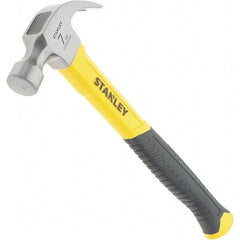 Stanley - 7 oz Head, Straight Rip Claw Hammer - 11.81" OAL, Steel Head, 0.91" Face Diam, Smooth Face, Fiberglass Handle with Rubber Grip - Exact Tool & Supply