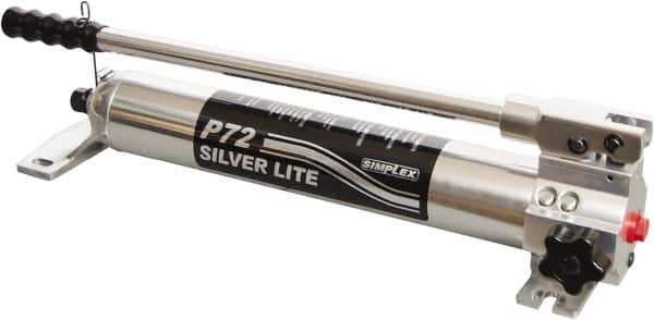 TK Simplex - 2 Stage, 3.19" Piston Diam, 3/8 NPTF, 0.91 & 0.19 Cu In Per Stroke, Manual Hydraulic Pump - 70 Cu In Reservoir, 200 psi First Stage, 10,000 psi Second Stage - Exact Tool & Supply