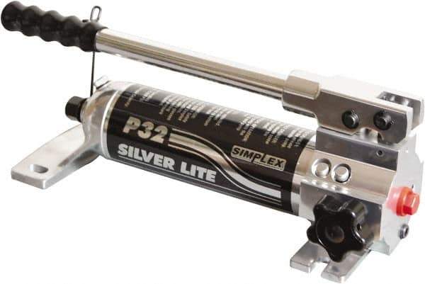TK Simplex - 2 Stage, 3.19" Piston Diam, 3/8 NPTF, 0.43 & 0.06 Cu In Per Stroke, Manual Hydraulic Pump - 30 Cu In Reservoir, 200 psi First Stage, 10,000 psi Second Stage - Exact Tool & Supply