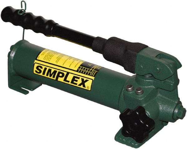 TK Simplex - 2 Stage, 1-1/2" Piston Diam, 3/8 NPTF, 0.23 & 0.06 Cu In Per Stroke, Manual Hydraulic Pump - 20 Cu In Reservoir, 200 psi First Stage, 2,850 psi Second Stage - Exact Tool & Supply