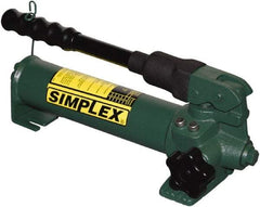TK Simplex - 2 Stage, 1-1/2" Piston Diam, 3/8 NPTF, 0.23 & 0.06 Cu In Per Stroke, Manual Hydraulic Pump - 20 Cu In Reservoir, 200 psi First Stage, 2,850 psi Second Stage - Exact Tool & Supply