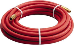 Parker - 3/8" ID x 0.656" OD 50' Long Multipurpose Air Hose - MNPT x MNPT Ends, 200 Working psi, -40 to 212°F, 1/4" Fitting, Red - Exact Tool & Supply