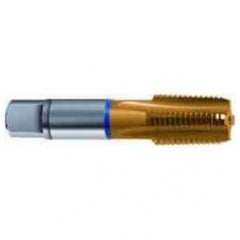 3/8-18 Dia. - 5 FL - Cobalt Spiral Flute NPTF - Blue Ring Tap-TiN-25 Degree Helix - Exact Tool & Supply