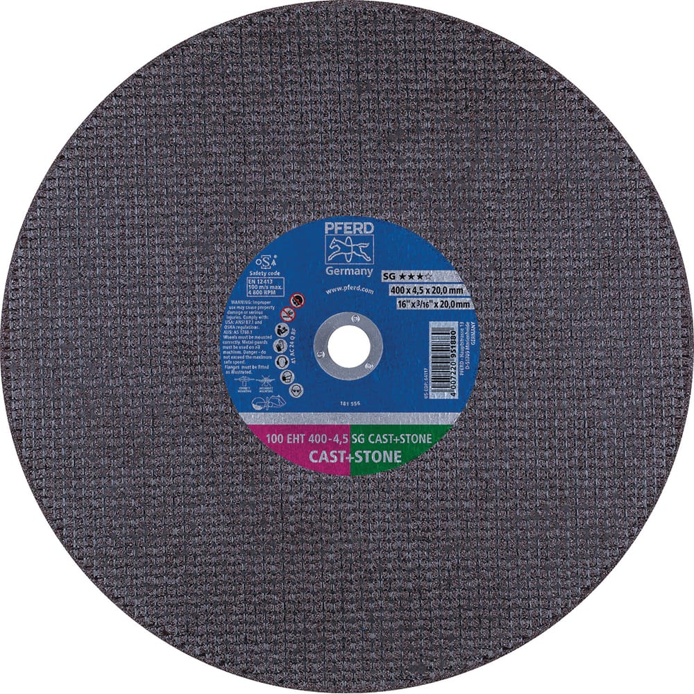 PFERD - Cutoff Wheels; Tool Compatibility: Angle Grinder ; Wheel Diameter (Inch): 16 ; Wheel Thickness (Inch): 3/16 ; Abrasive Material: Aluminum Oxide/Silicon Carbide ; Maximum RPM: 4800.000 ; Grit: 24 - Exact Tool & Supply